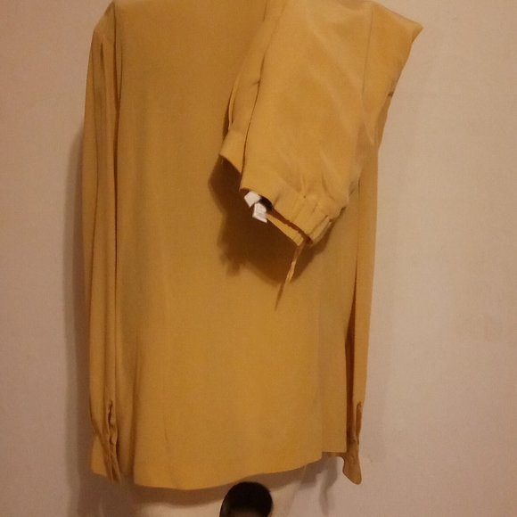 Vintage Silk boutiqueYellow long sleeve button up - Picture 3 of 12